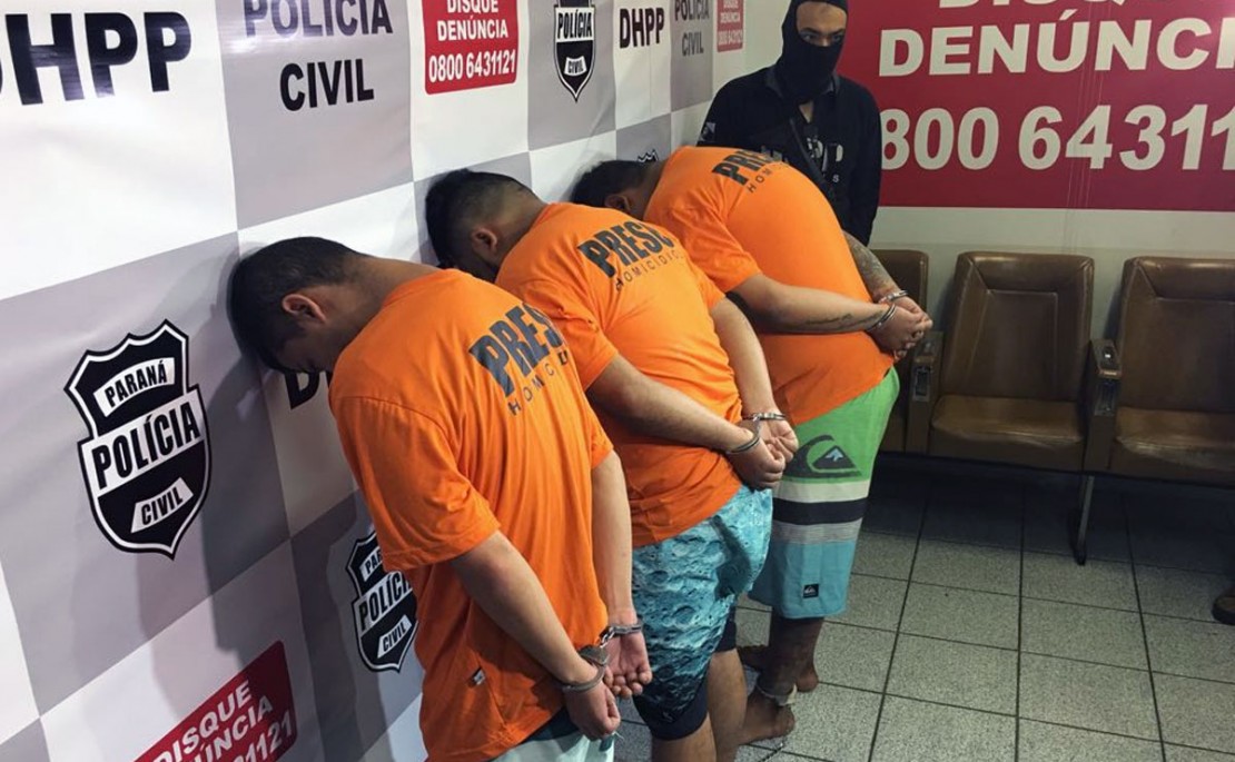 Trio suspeito de matar advogado é apresentado na DHPP. Foto: Divulgação/Polícia Civil.