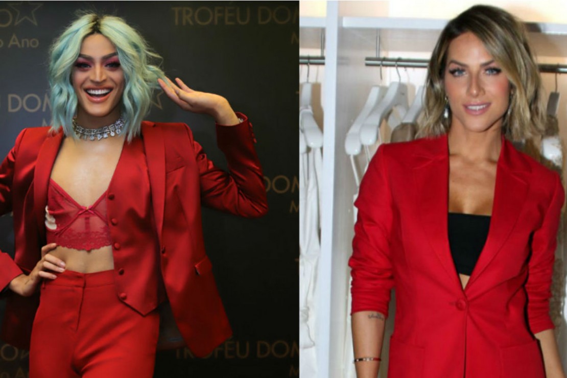 Pabblo Vittar e Giovanna Ewbank com visual parecido. Fotos: TV Globo e Instagram