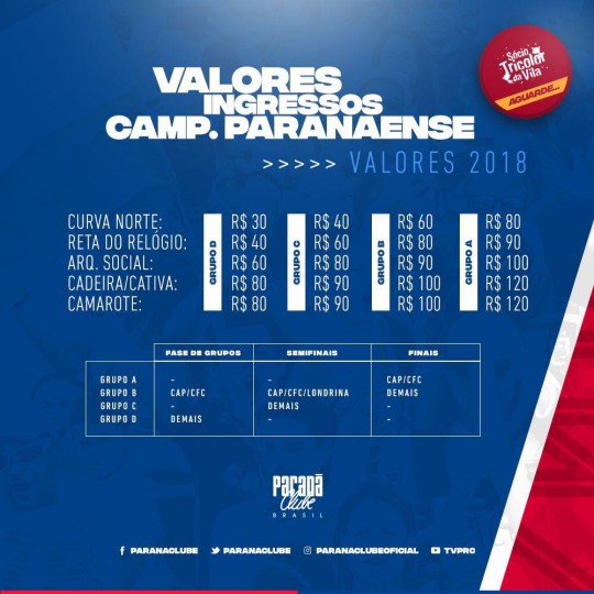 tabela inressos parana