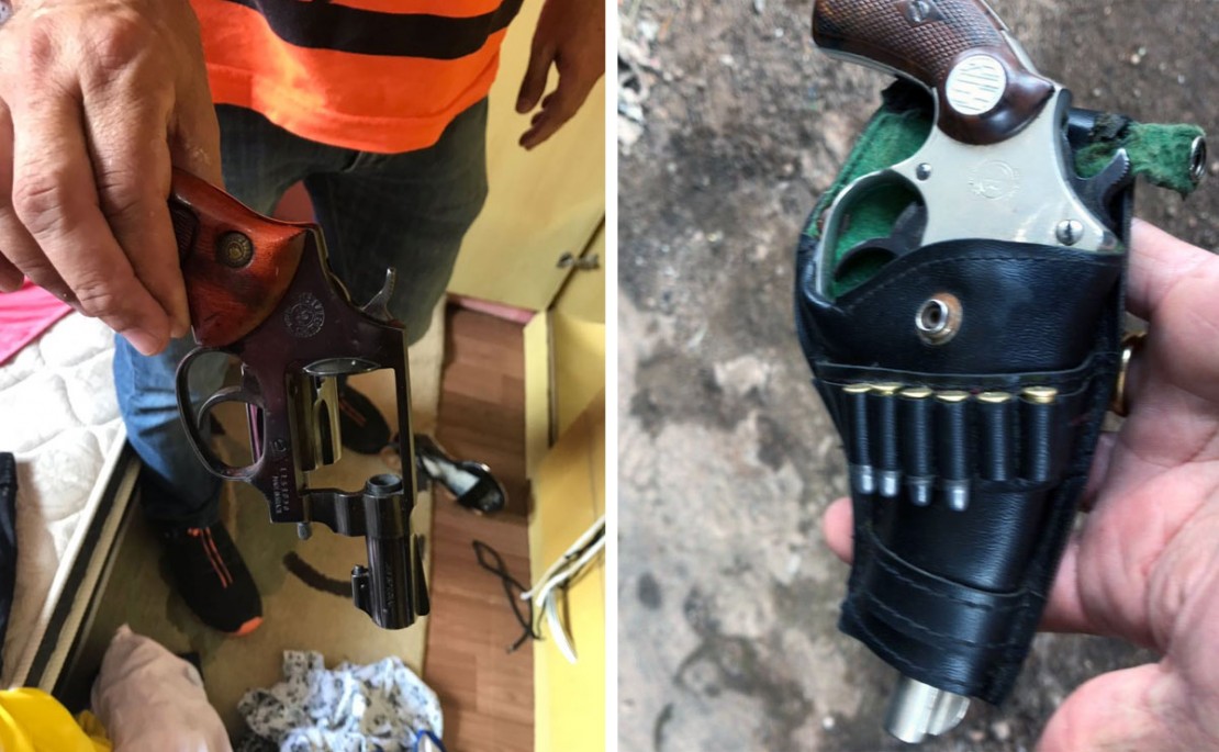 Duas armas fora apreendidas pela polícia. Uma calibre 22 e outra calibre 38. Foto: Polícia Civil.