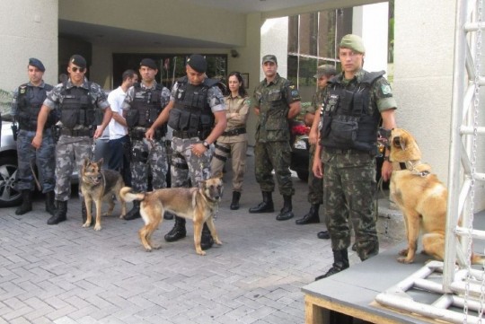 Cães da Guarda Municipal participaram do treinamento para a Copa 2014. Foto: Divulgação