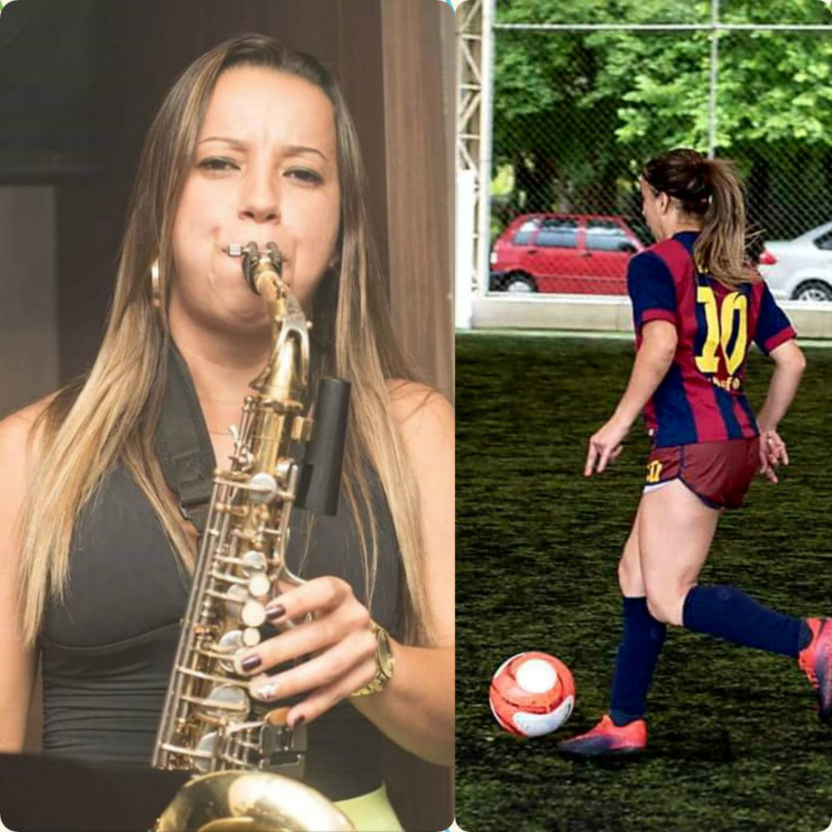 Dani Bekc se divide entre dois hoobys: saxofone e futebol. Foto: Arquivo Pessoal