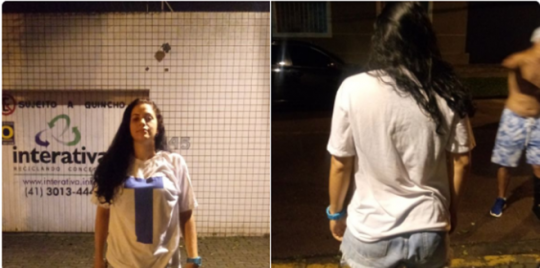 Camiseta da torcedora tinha um T de Tubarão, apelido do time londrinense. Foto: Reprodução/Facebook