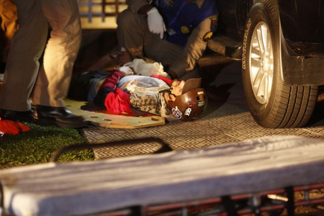 Assaltante usava todos os equipamentos de proteção. Foto: Lineu Filho