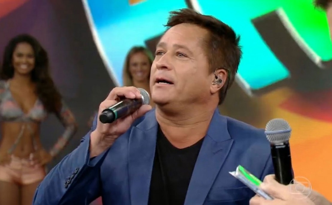 Leonardo fica em saia Justa no Domingão do Faustão. foto: Reprodução.