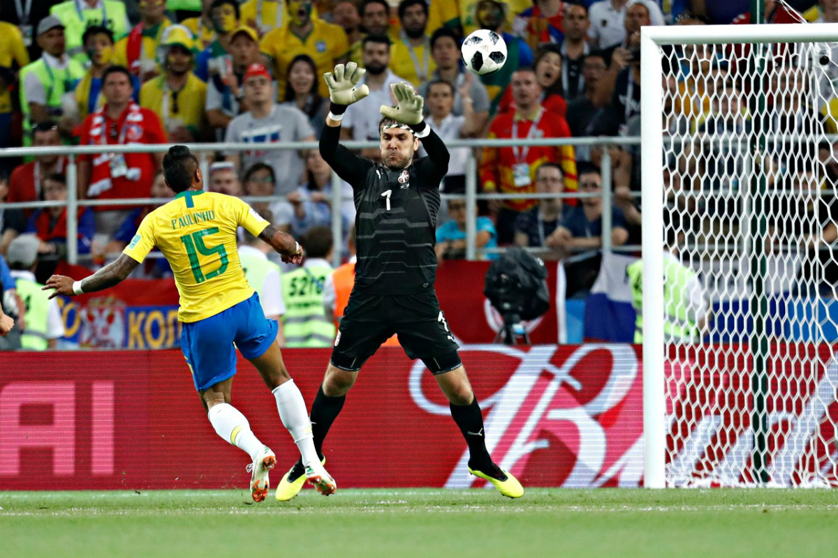 Paulinho marcou o primeiro gol do Brasil contra a Sérvia. Foto: Jonathan Campos