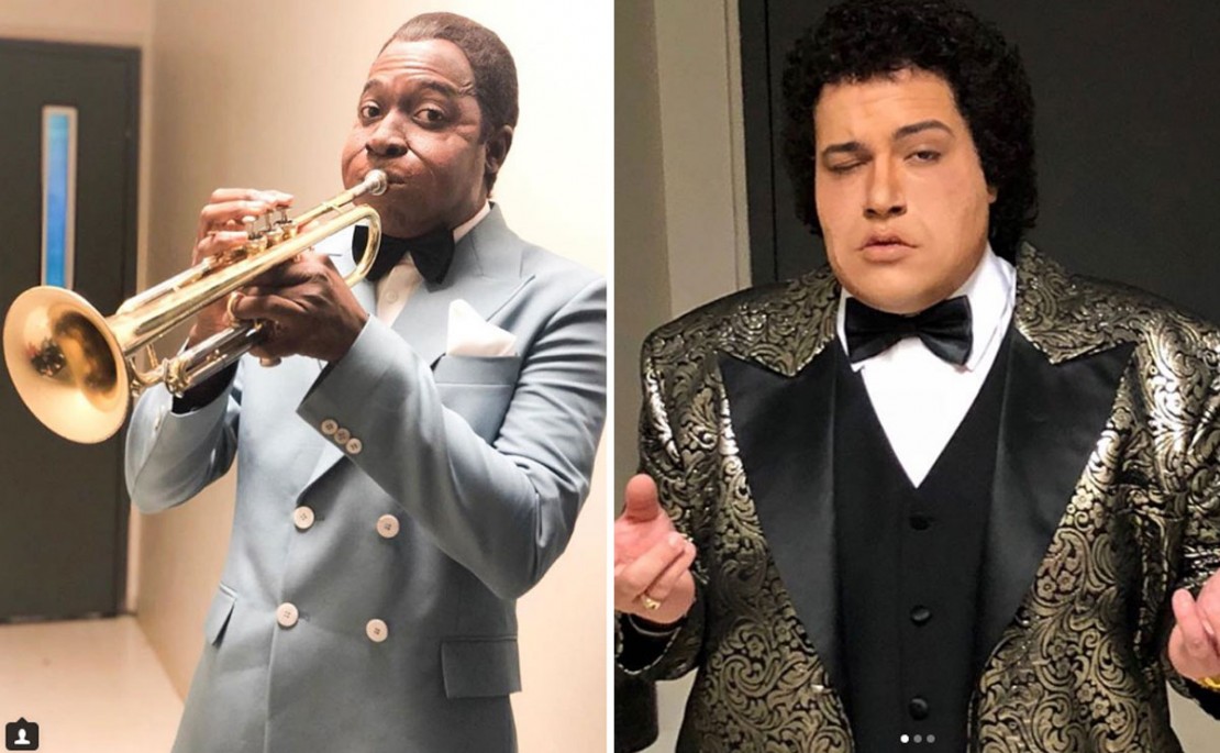 Mumuzinho (esquerda) homenageou Louis Armstrong com "What A Wonderful World", e recebeu as notas máximas. Já Abravanel cantou "Tudo Passa" de Nelson Ned e recebeu críticas dos jurados laudia Raia, Falabella e Boninho.