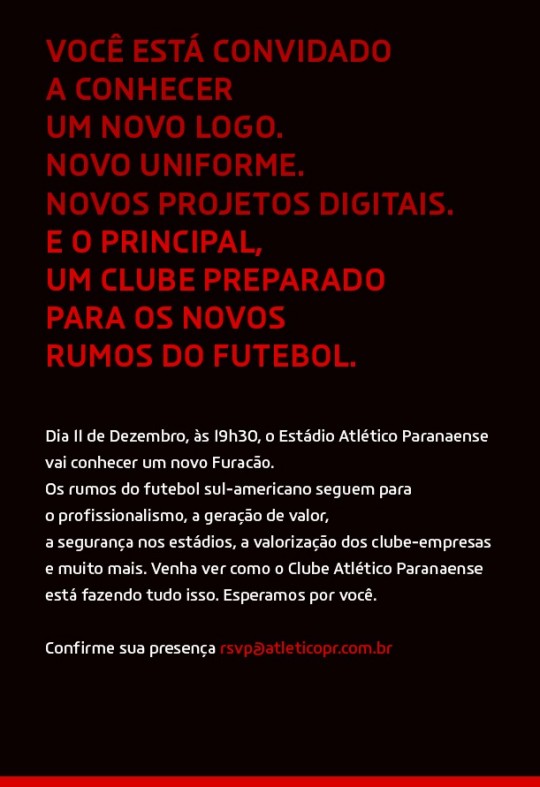 O convite enviado pelo clube. Foto: Reprodução