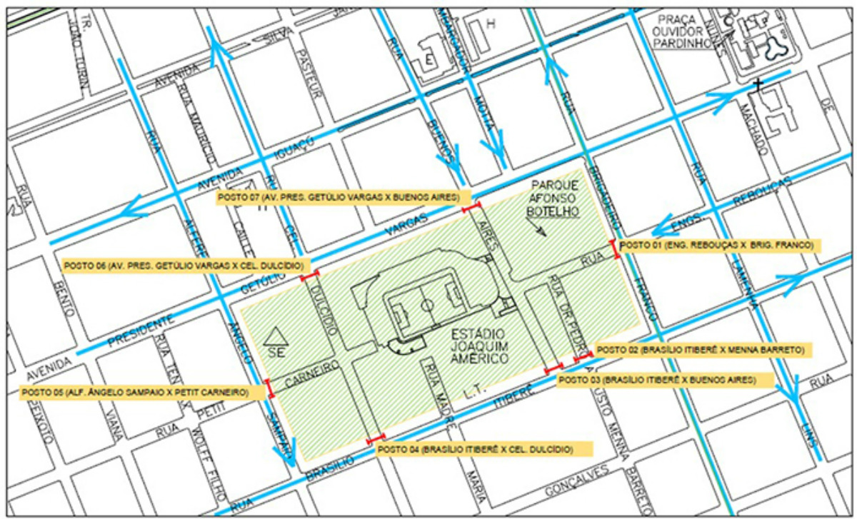 Bloqueio após a chegada das delegações. Foto: Divulgação