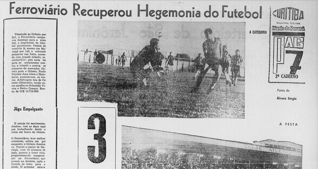 A conquista do Ferroviário no jornal Diário do Paraná de 22 de março de 1966. Foto: Reprodução/BN