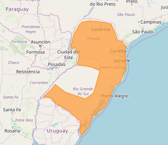 Alerta emitido pelo Inmet. Foto: Reprodução