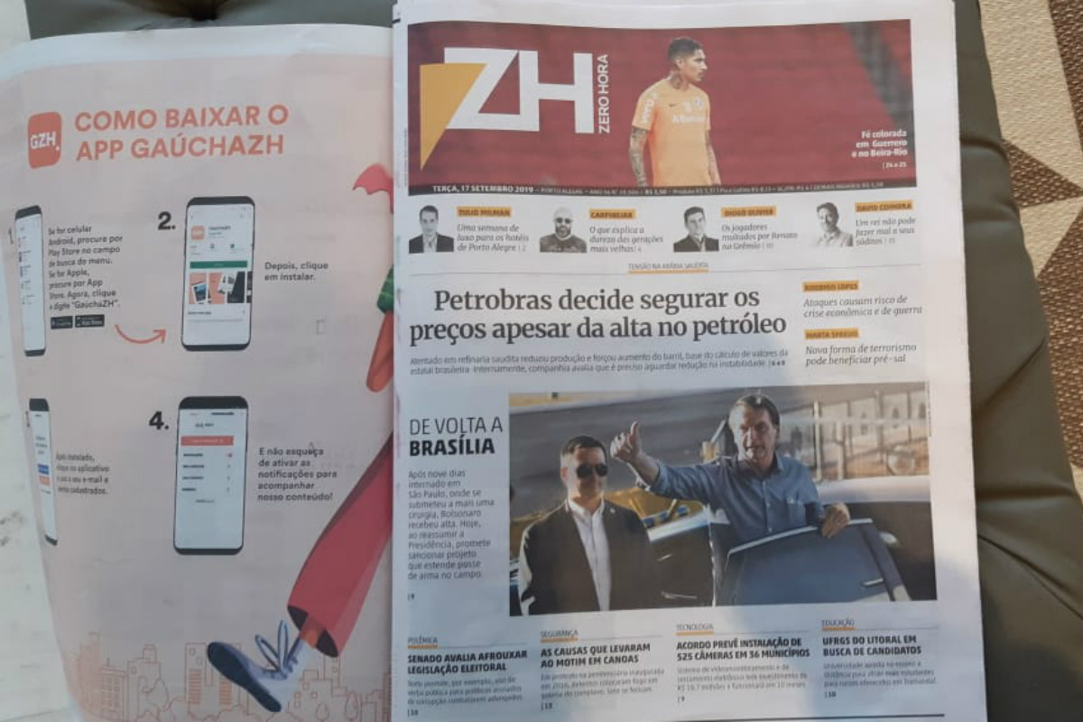 Capa do jornal Zero Hora desta terça-eira (17). Foto: Luiz Ferraz