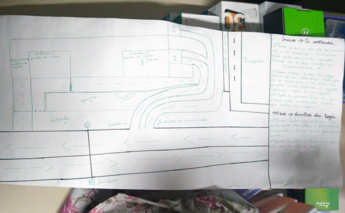 Anotações em uma cartolina mostram que os marginais planejaram a estratégia para o roubo. Foto: Colaboração.