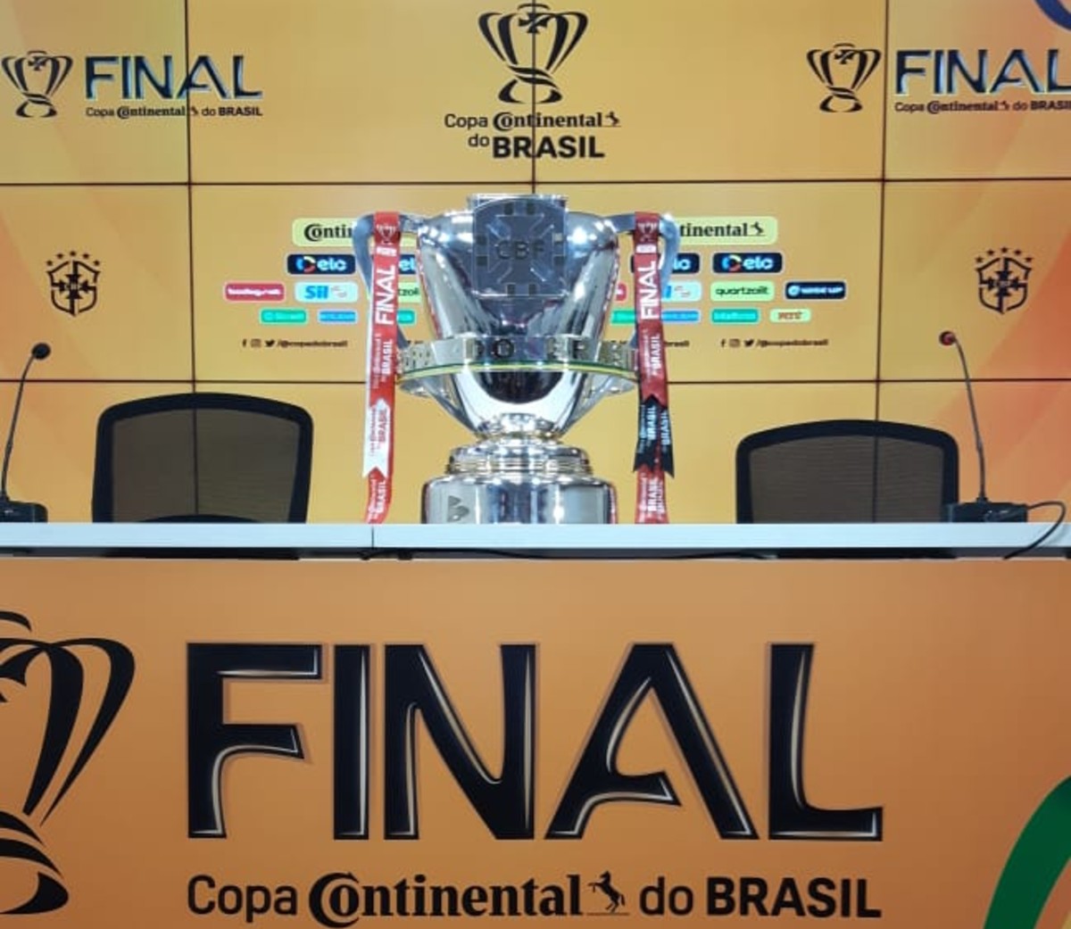Taça da final da Copa do Brasil em evento da CBF. Foto: Luiz Ferraz