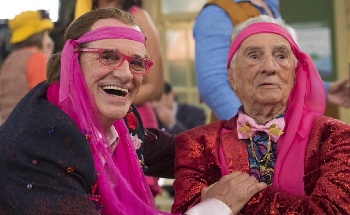 Cena registra encontro entre os dois intérpretes do personagem, Orlando Drummond e Marcos Caruso. Foto: Divulgação/TV Globo