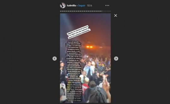 Postagem que Ludmilla fez denunciando racismo. Foto: Reprodução/Instagram Stories.