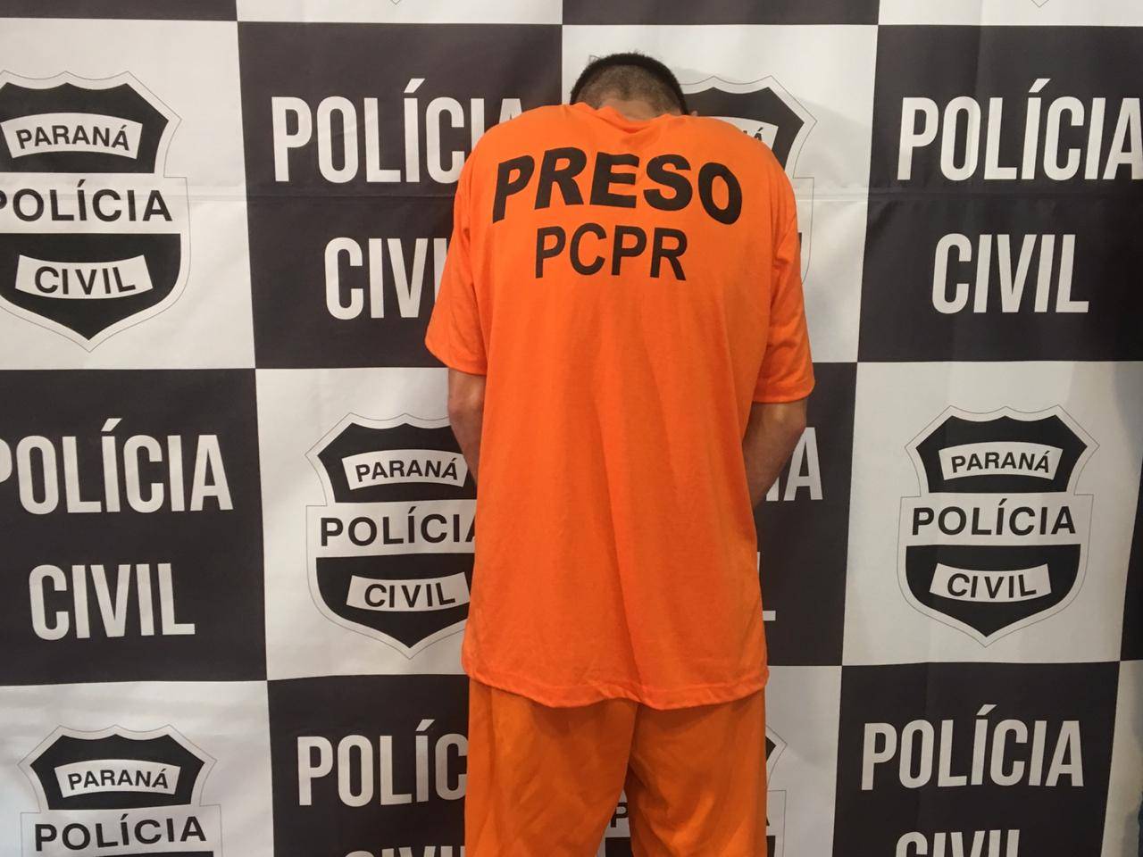 O suspeito foi preso na Região Metropolitana de Curitiba. Foto: Divulgação/Polícia Civil.