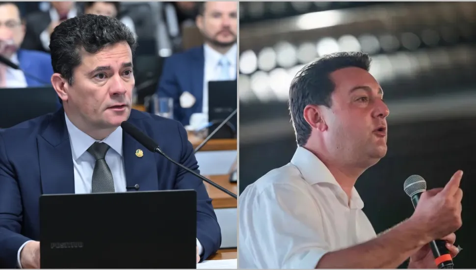 Sergio Moro e Ratinho Junior esquentam o debate nas redes sociais. Foto: Montagem sobre fotos de Geraldo Magela/Agência Senado e Geraldo Bubniak/Governo do Paraná