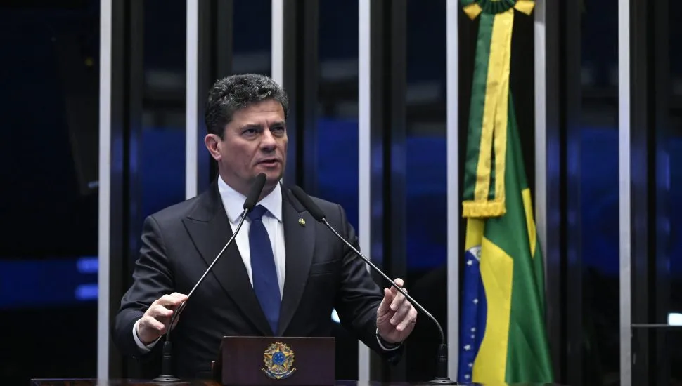 Sergio Moro (PL-PR) durante discurso no Senado. Foto: Carlos Moura/Agência Senado