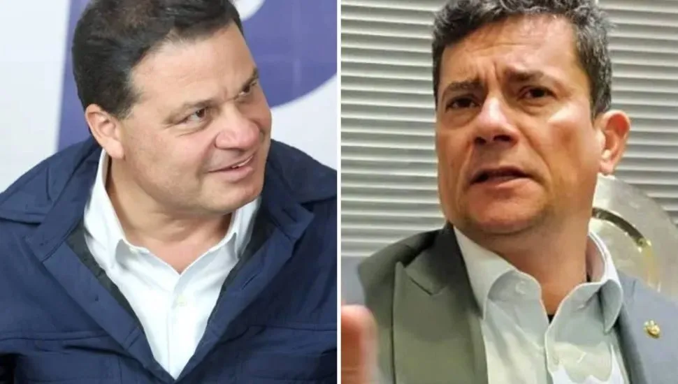 Imagem mostra Sandro Alex e Sergio Moro em uma montagem.