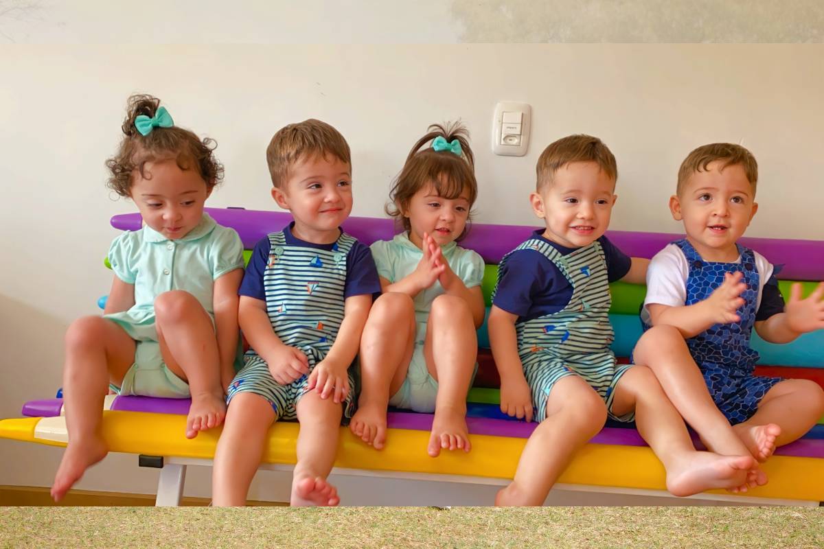 Luís Henrique, Jhordan, Tiago, Laura e Antonella completam três anos de idade neste dia 2 de setembro. Foto: Arquivo Pesso