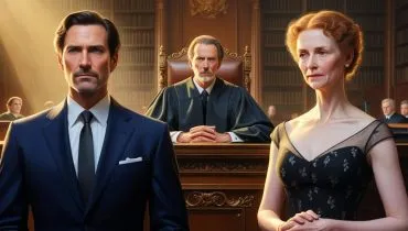 imagem mostra um casal na frente de um juiz de direito.