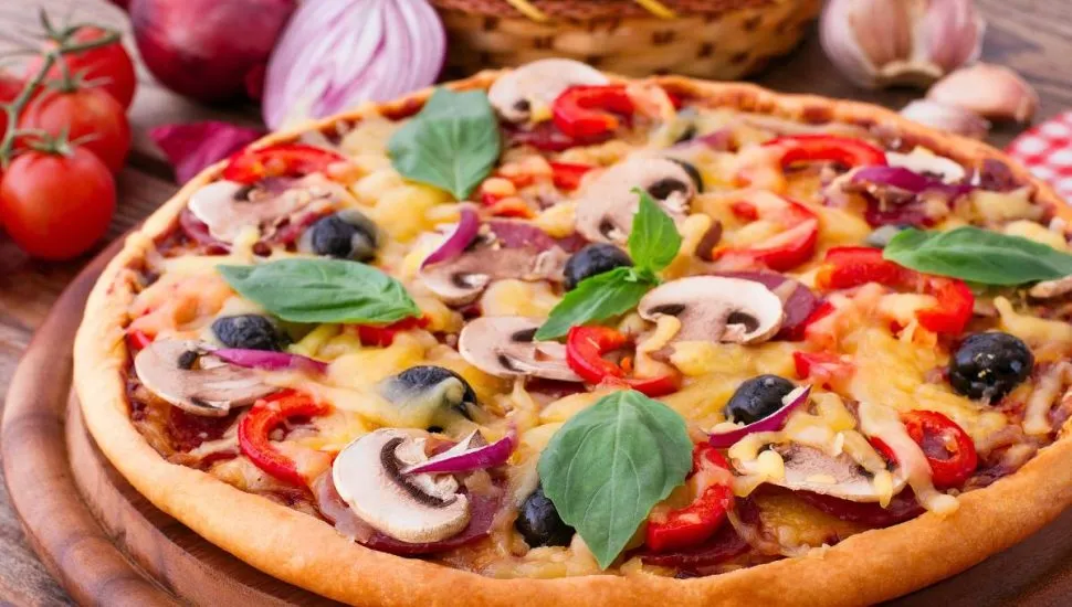 Imagem mostra uma belíssima pizza