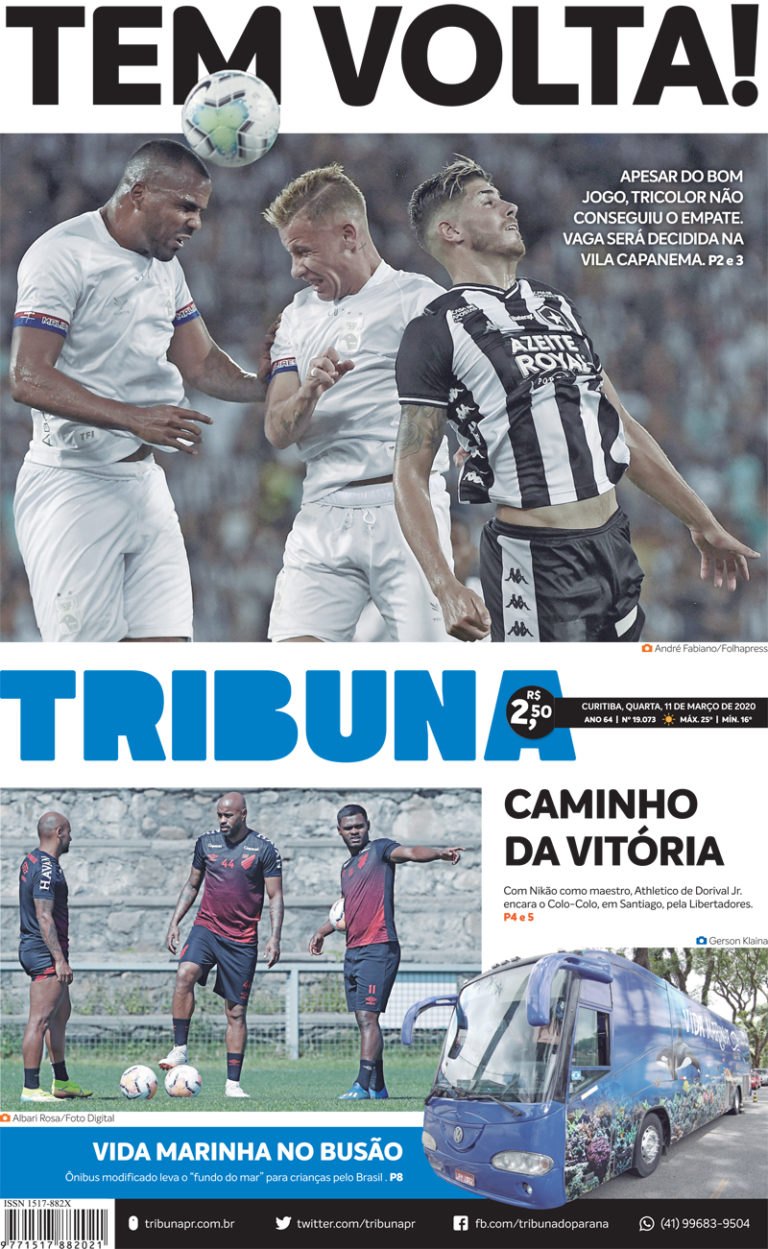 Capa Tribuna quarta-feira (11/02/2020)