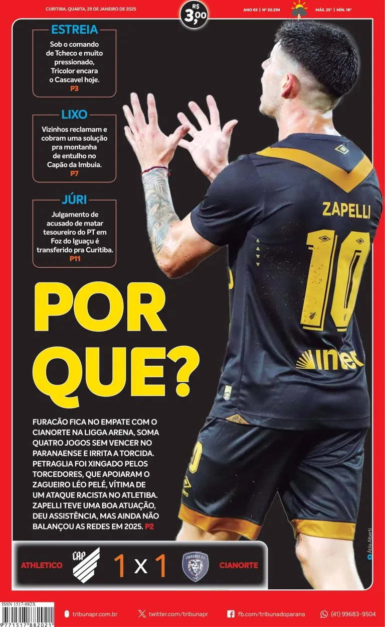 Capa do dia 29/01/25