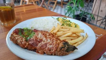 Prato feito com berinjela à parmegiana da Casa Mauá.