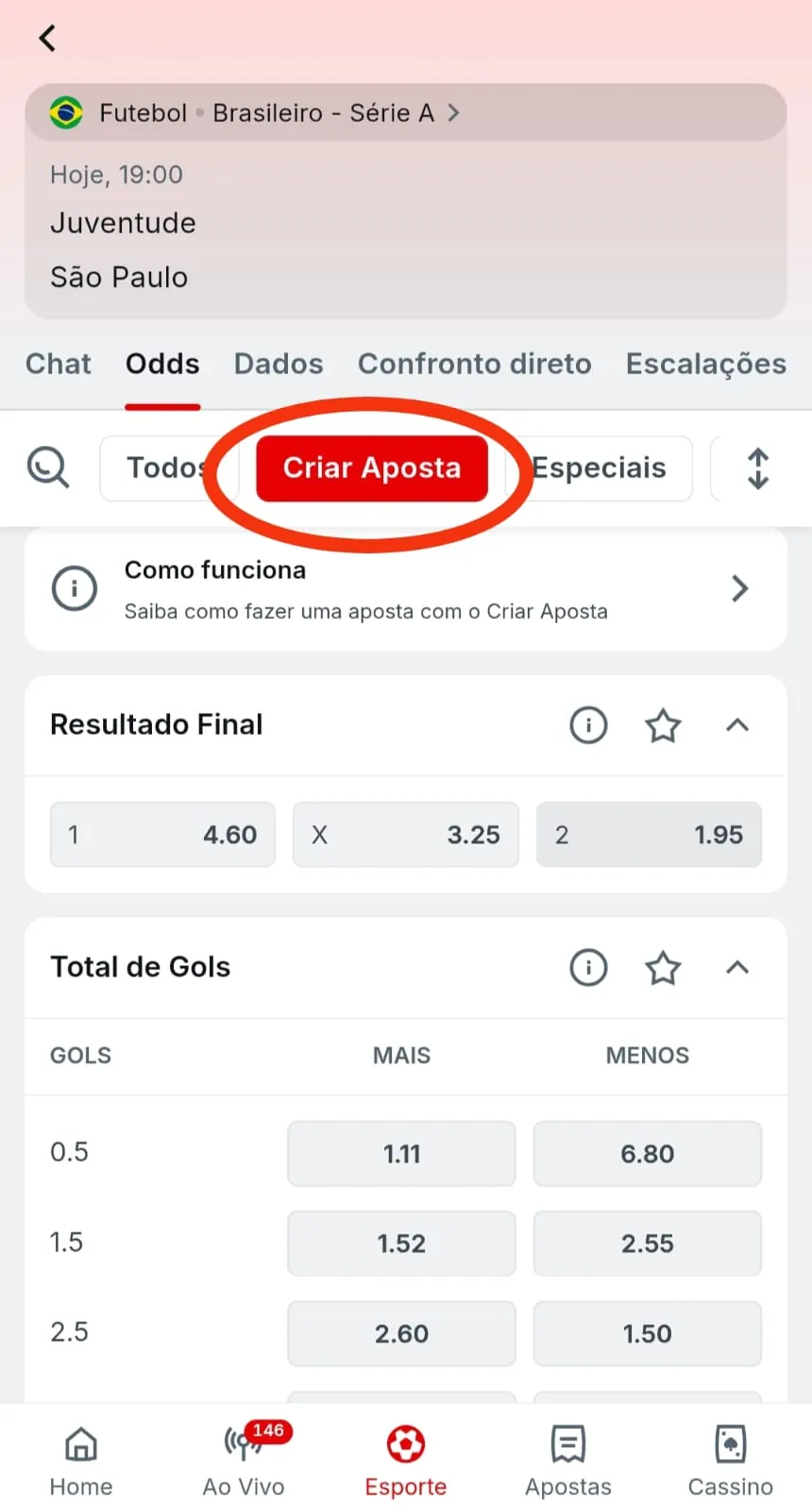 Recurso de Criar Aposta na Superbet