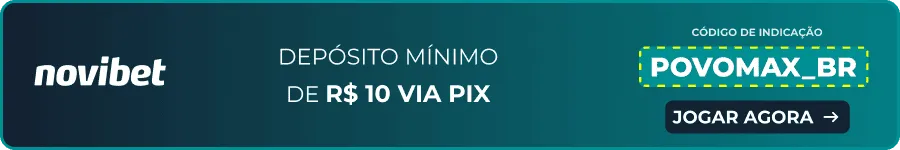 Depósito mínimo de R$10 via Pix na Novibet