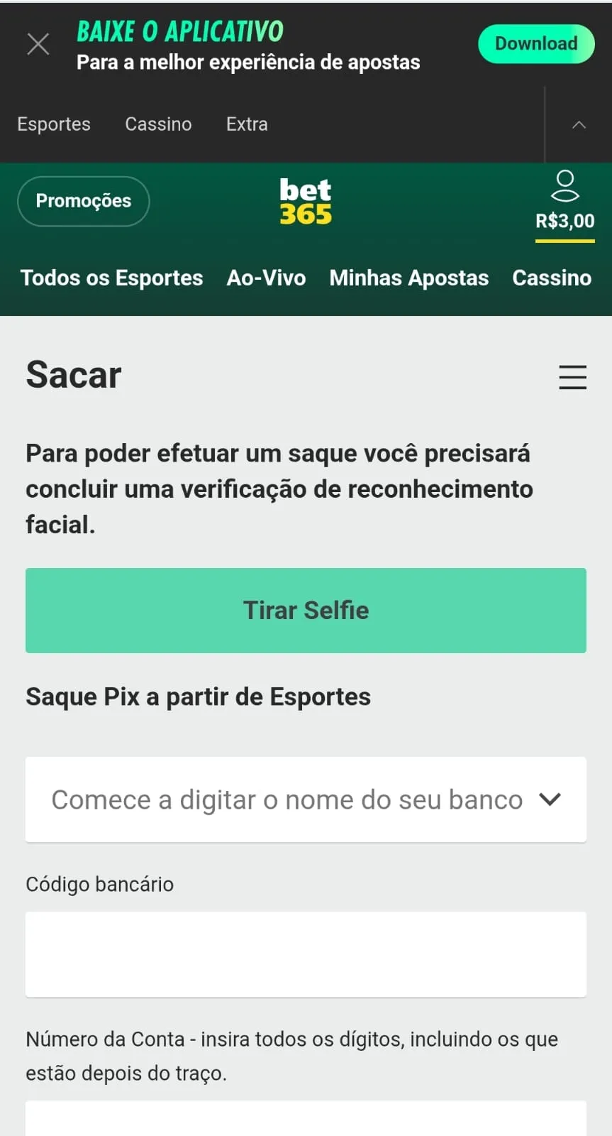 Saques na plataforma bet365