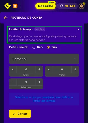 Limites de tempo para jogo responsável na Multibet, plataforma recém-lançada.