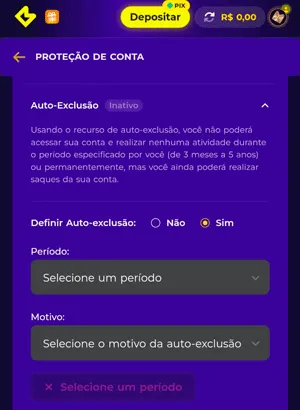 Limites de autoexclusão para jogo responsável na Multibet, plataforma de jogos nova.