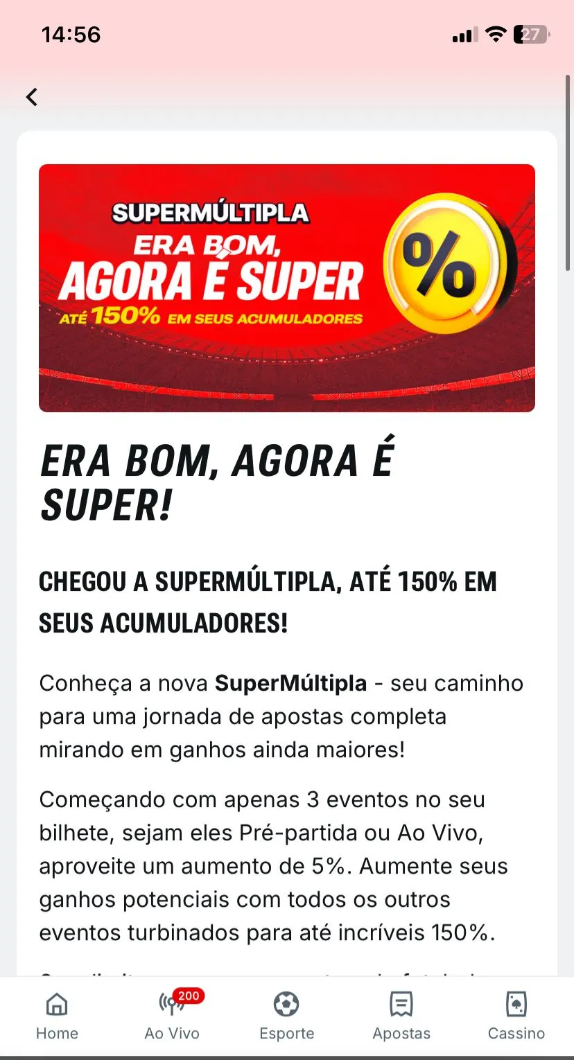 Promoção Super Múltipla da Superbet