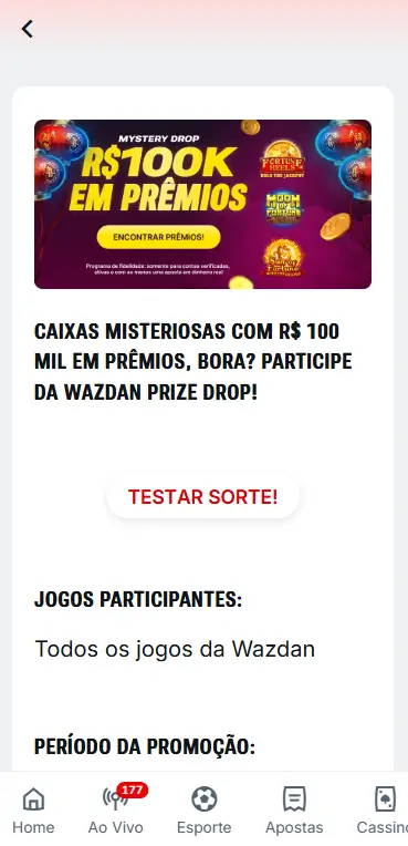 Mystery Drop com o código de indicação Superbet