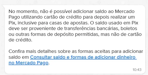 Cartão de crédito em casas de apostas via Mercado Pago
