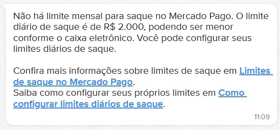 Limites diários e mensais no Mercado Pago