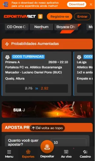 Probabilidades Aumentadas na Esportivabet
