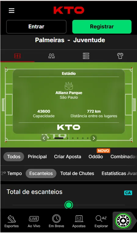 Aposta em escanteios na KTO