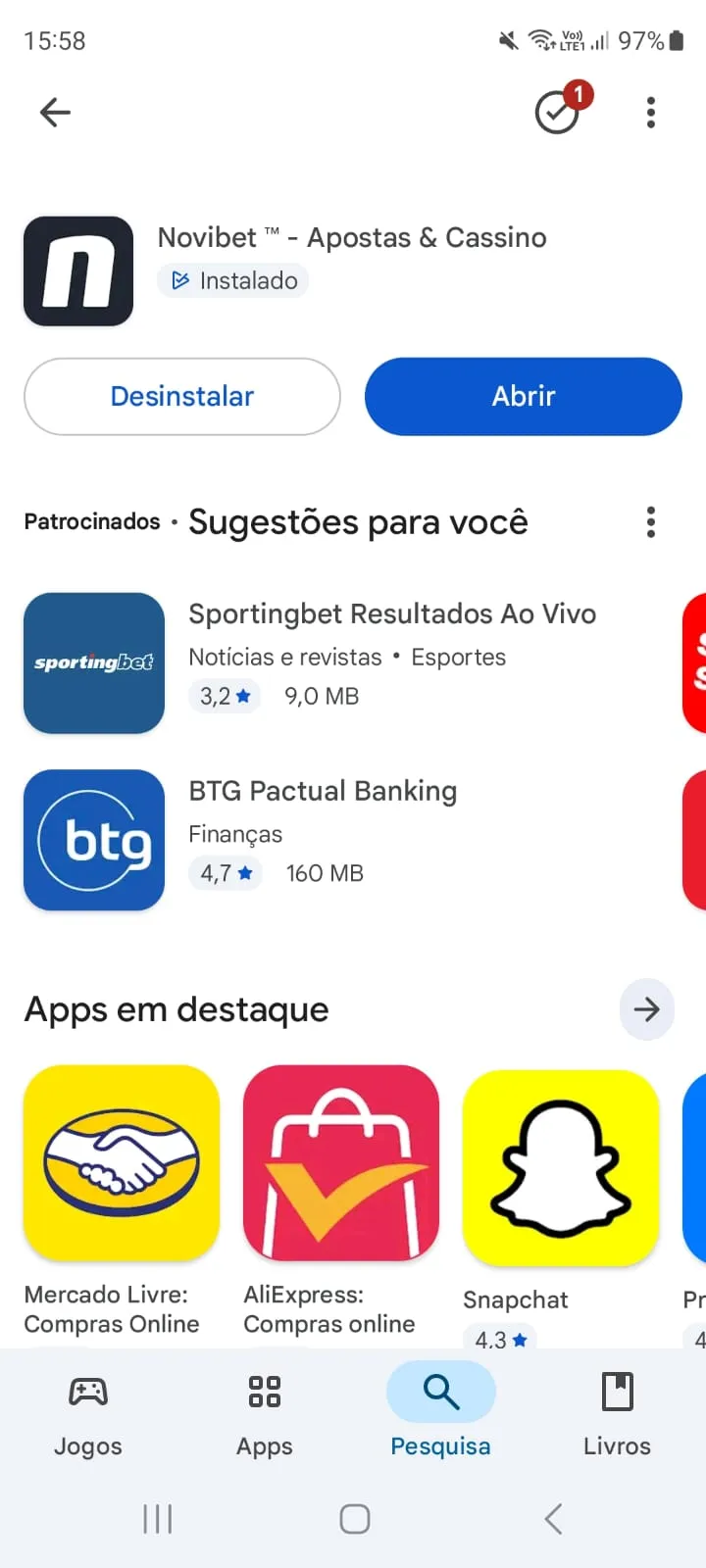  App da Novibet na Play Store
