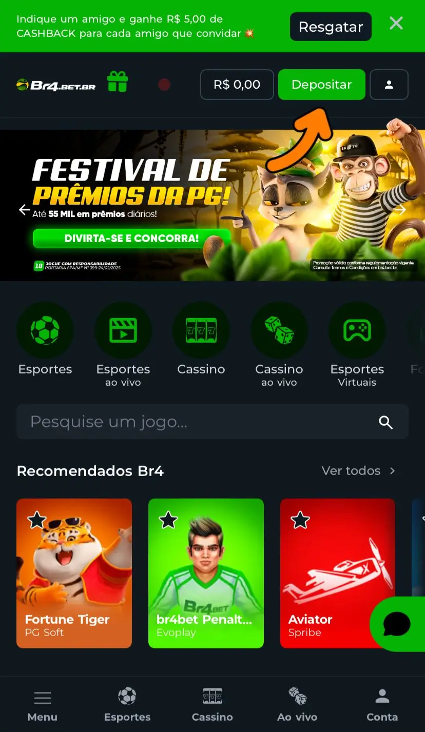 Como depositar na Br4bet usando o cupom 