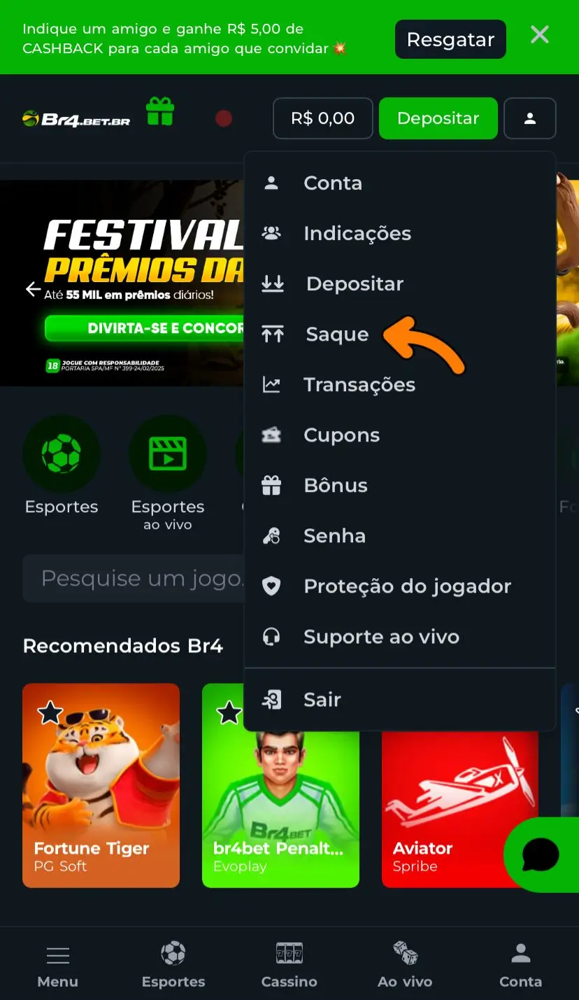 Como sacar com o bônus da Br4bet