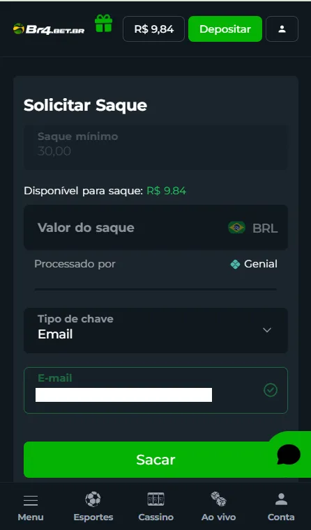 Saque na Br4Bet