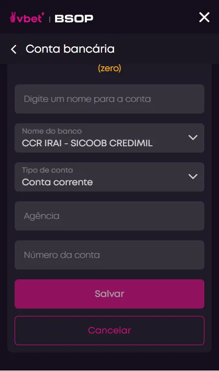 Adicionar conta bancária