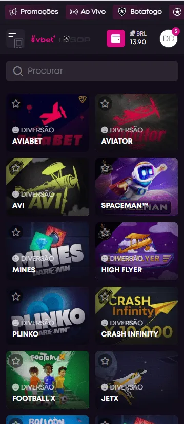 Jogos de cassino da Vbet
