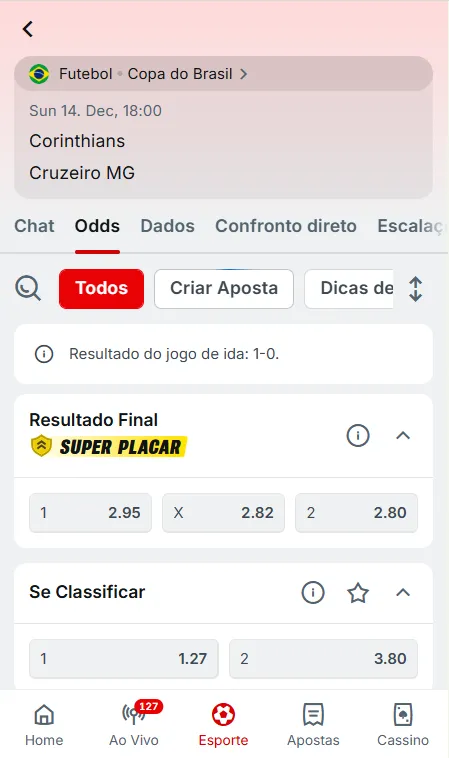 Captura de tela da promoção SuperPlacar da Superbet