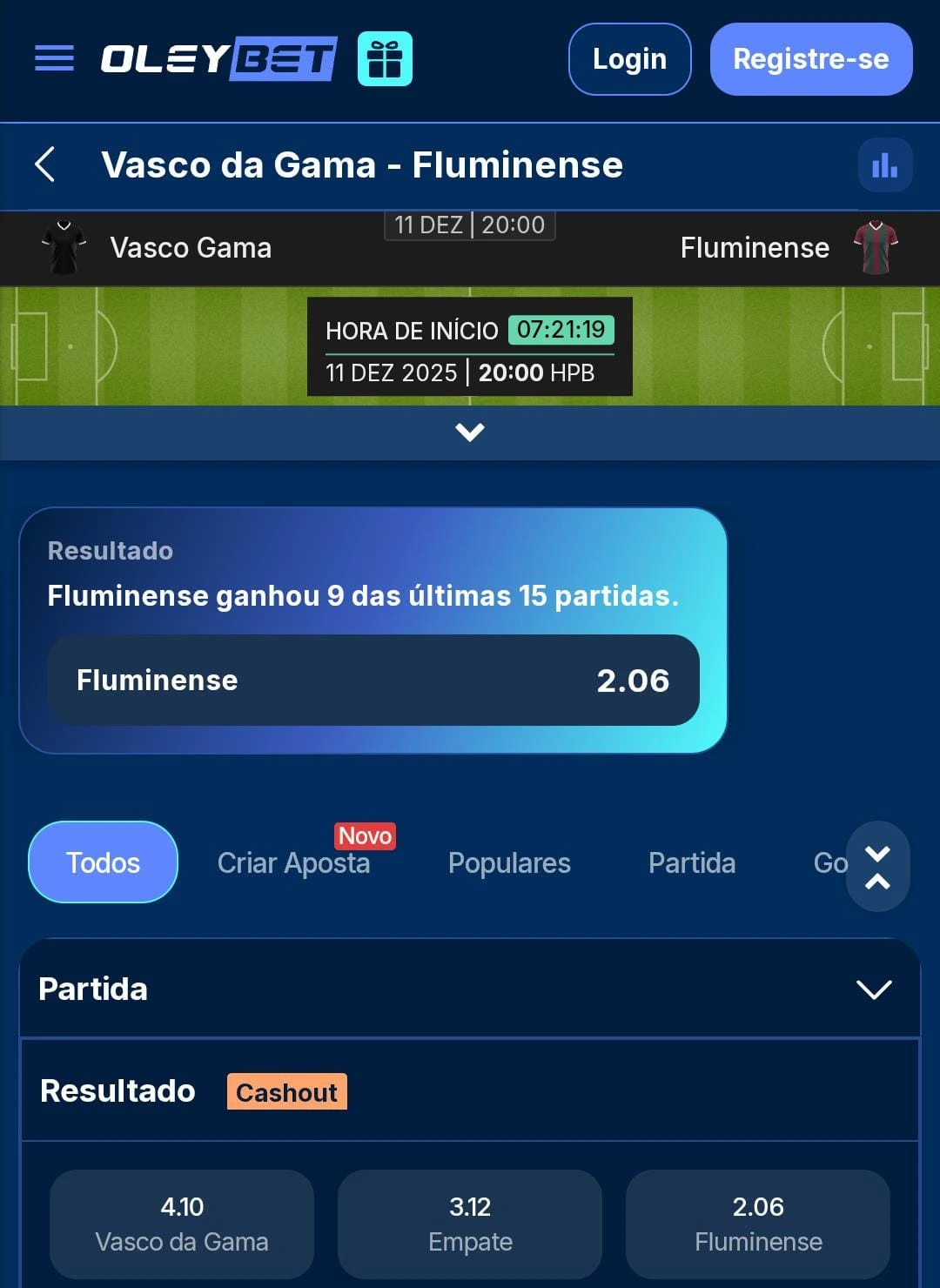 Captura de tela da nova casa de apostas Oleybet