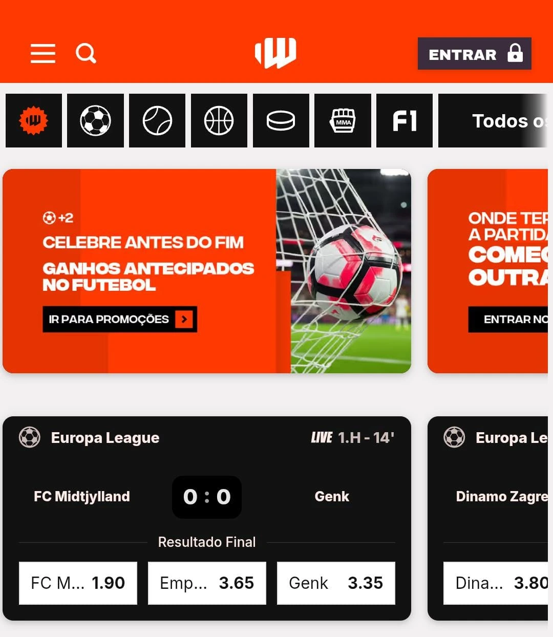 Captura de tela da nova casa de apostas BetWarrior